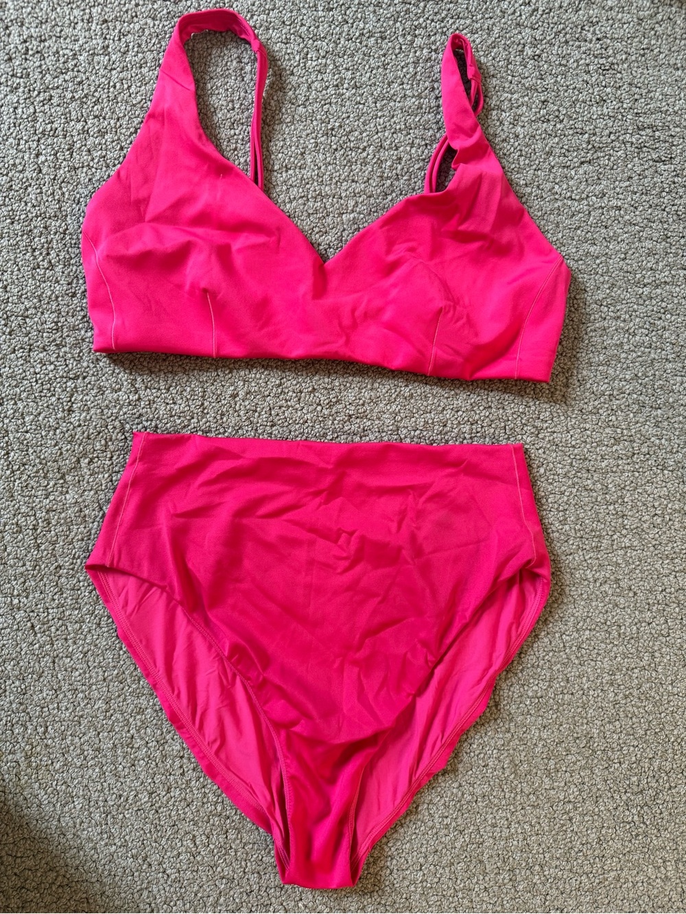 Left On Friday Vibrant Hot Pink High-Waist Bikini Set